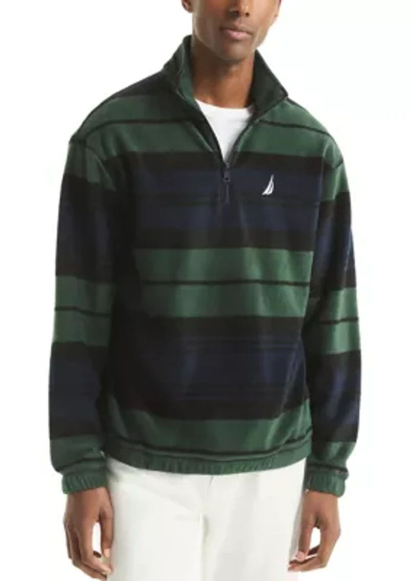 Men's Striped Nautex Half-Zip Mock Neck Henley Sweater