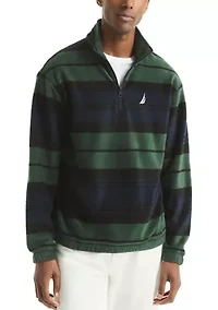 Men's Striped Nautex Half-Zip Mock Neck Henley Sweater