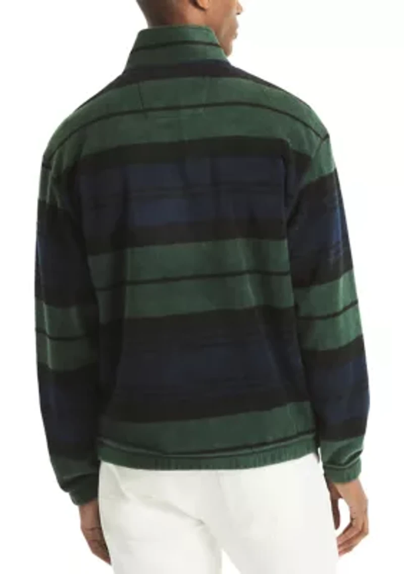 Men's Striped Nautex Half-Zip Mock Neck Henley Sweater