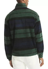 Men's Striped Nautex Half-Zip Mock Neck Henley Sweater