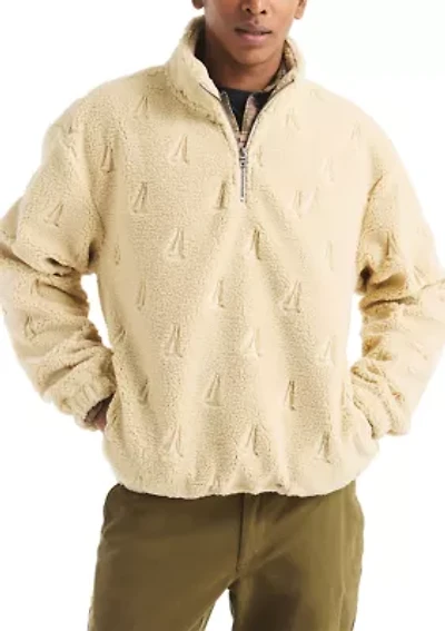 Men's Boat Sherpa Half-Zip Mock Neck Henley Sweater
