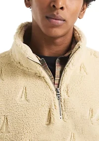 Men's Boat Sherpa Half-Zip Mock Neck Henley Sweater
