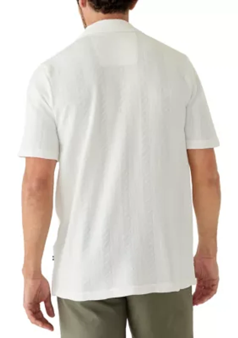 Men's Vertical Striped Texture Polo Shirt
