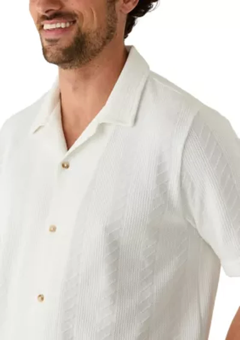 Men's Vertical Striped Texture Polo Shirt