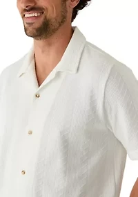 Men's Vertical Striped Texture Polo Shirt