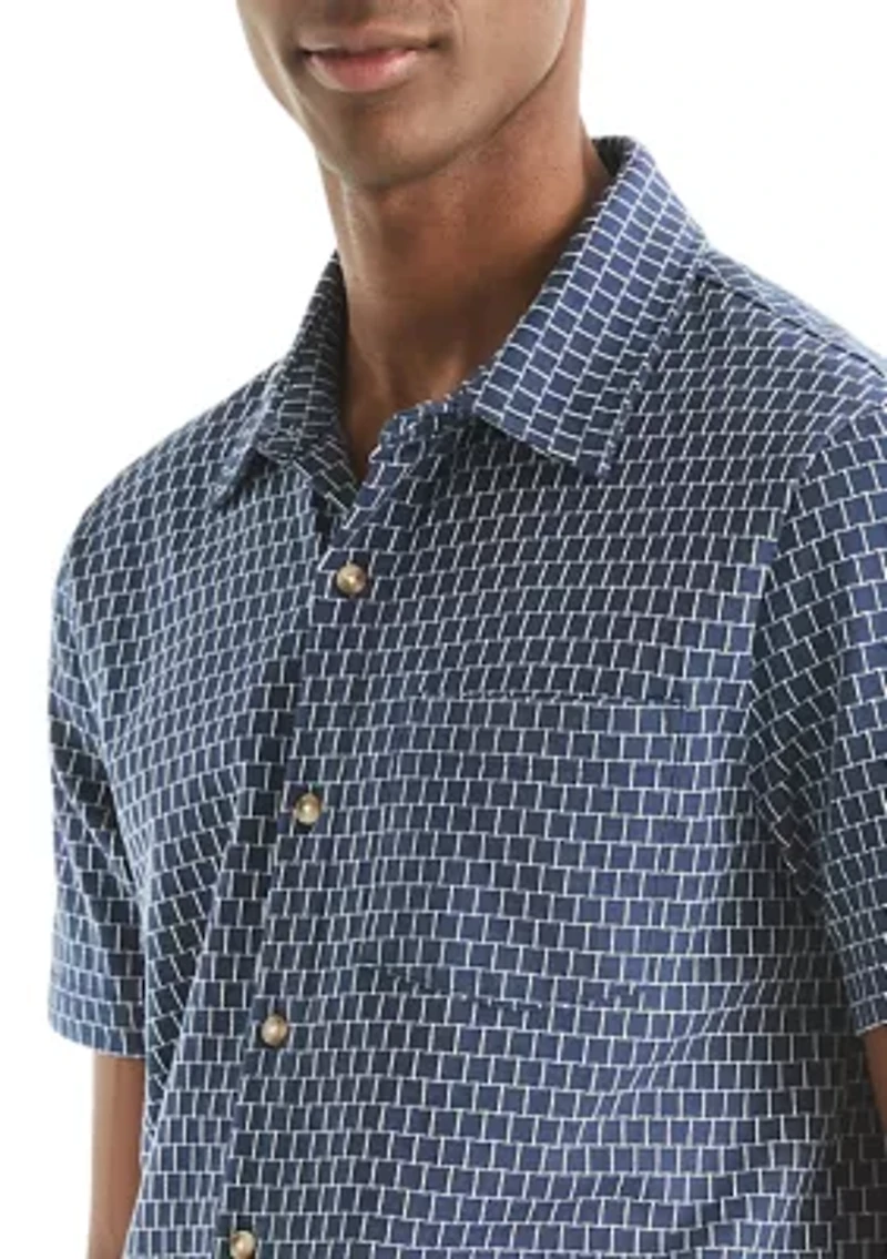 Men's Short Sleeve Brick Button Down Shirt