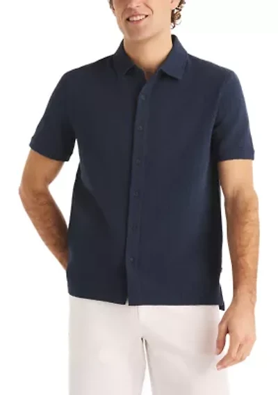Men's Seersucker Knit Button Front Shirt
