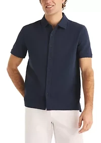 Men's Seersucker Knit Button Front Shirt