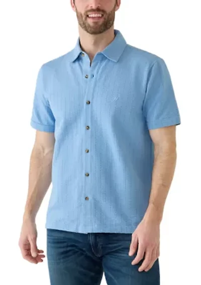 Men's Seersucker Knit Button Front Shirt