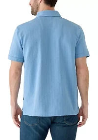 Men's Seersucker Knit Button Front Shirt