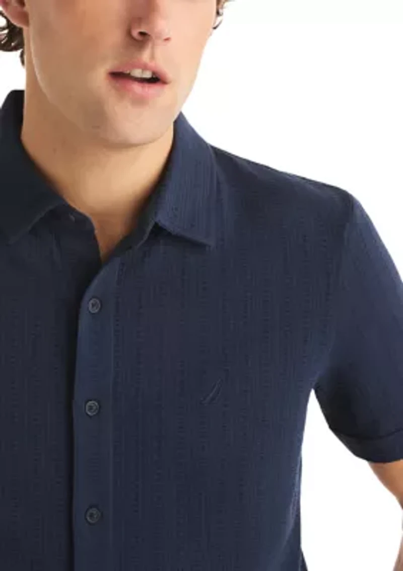 Men's Seersucker Knit Button Front Shirt