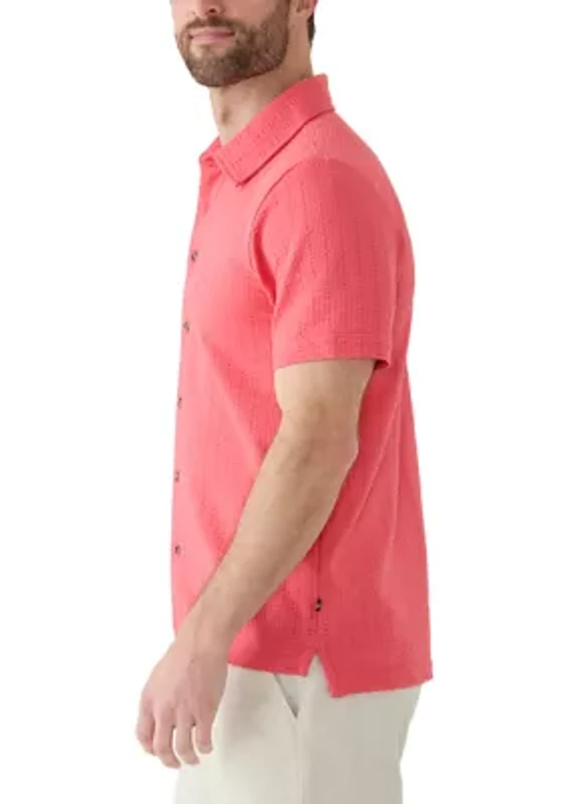 Men's Seersucker Knit Button Front Shirt