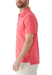 Men's Seersucker Knit Button Front Shirt