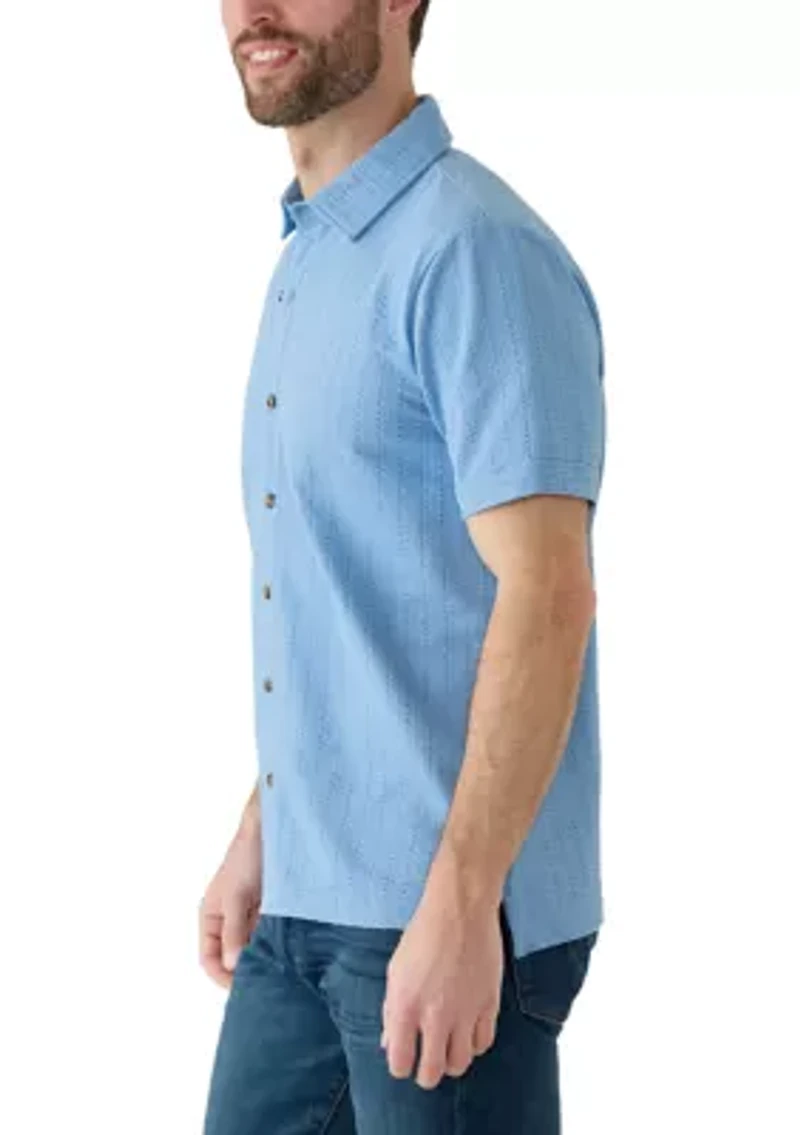 Men's Seersucker Knit Button Front Shirt
