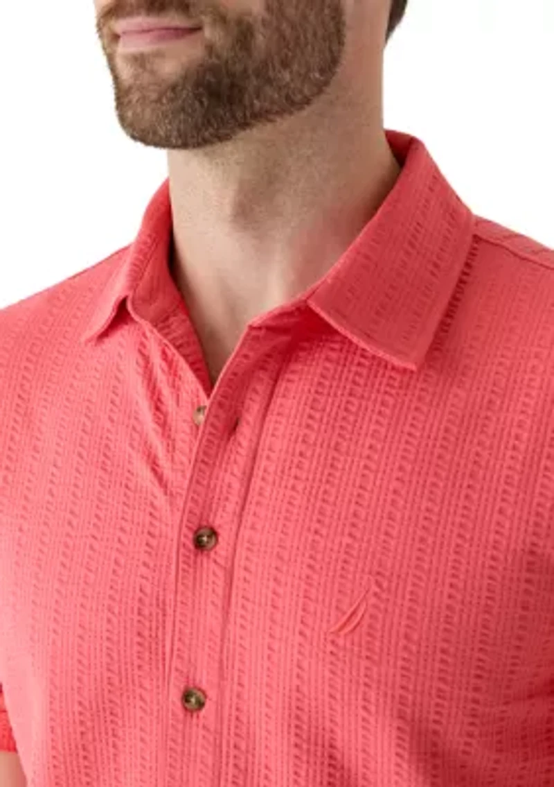 Men's Seersucker Knit Button Front Shirt