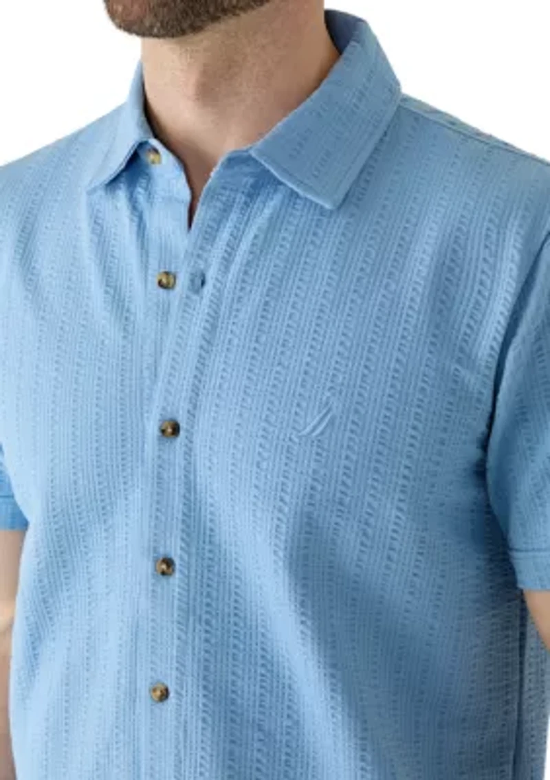 Men's Seersucker Knit Button Front Shirt