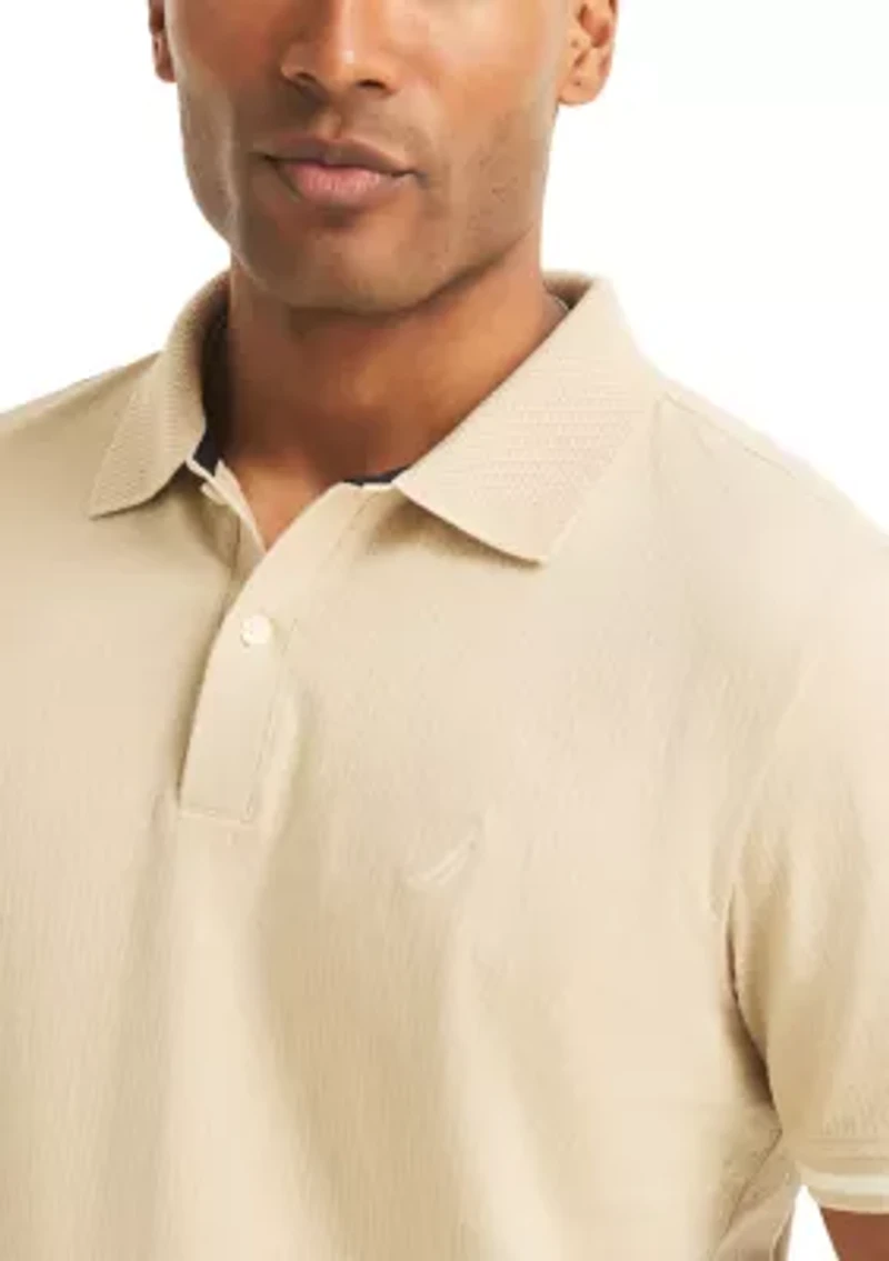 Men's Short Sleeve Seersucker Polo Shirt
