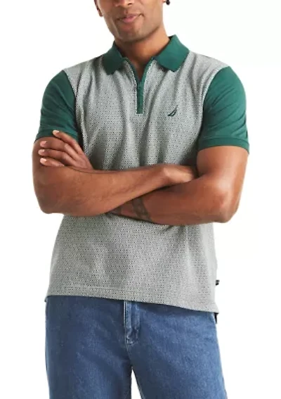 Men's Short Sleeve Jacquard Jersey Zip Polo Shirt