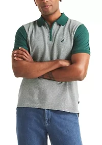 Men's Short Sleeve Jacquard Jersey Zip Polo Shirt