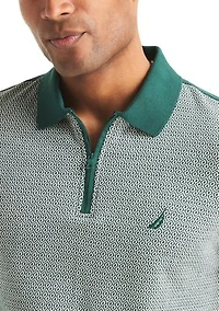 Men's Short Sleeve Jacquard Jersey Zip Polo Shirt
