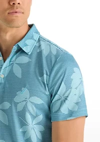 Men's Floral Striped Polo Shirt