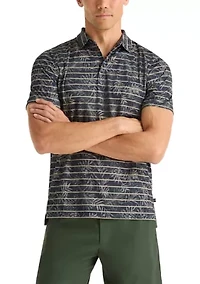 Men's Performance Short Sleeve Leaf Striped Polo Shirt