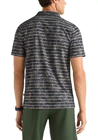 Men's Performance Short Sleeve Leaf Striped Polo Shirt