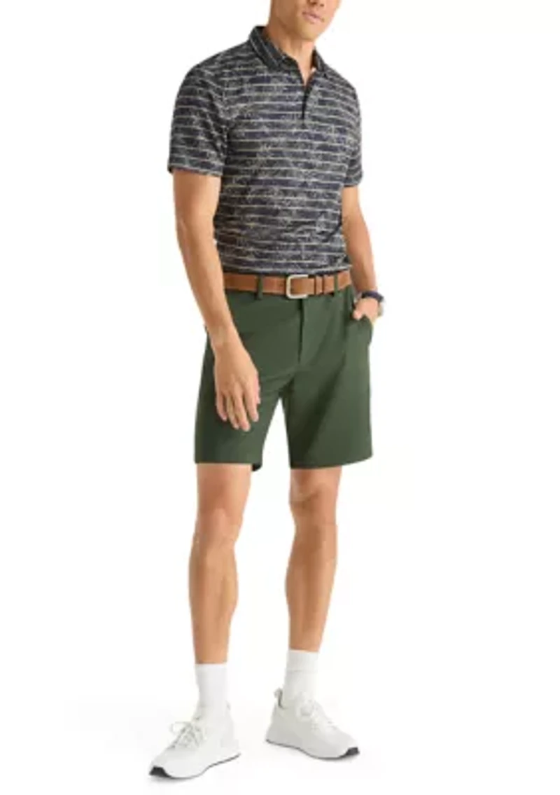 Men's Performance Short Sleeve Leaf Striped Polo Shirt