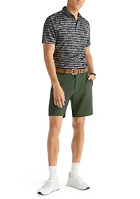 Men's Performance Short Sleeve Leaf Striped Polo Shirt