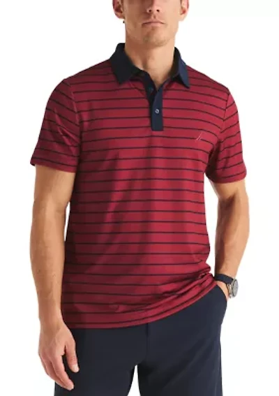 Men's Short Sleeve Striped Performance Polo Shirt