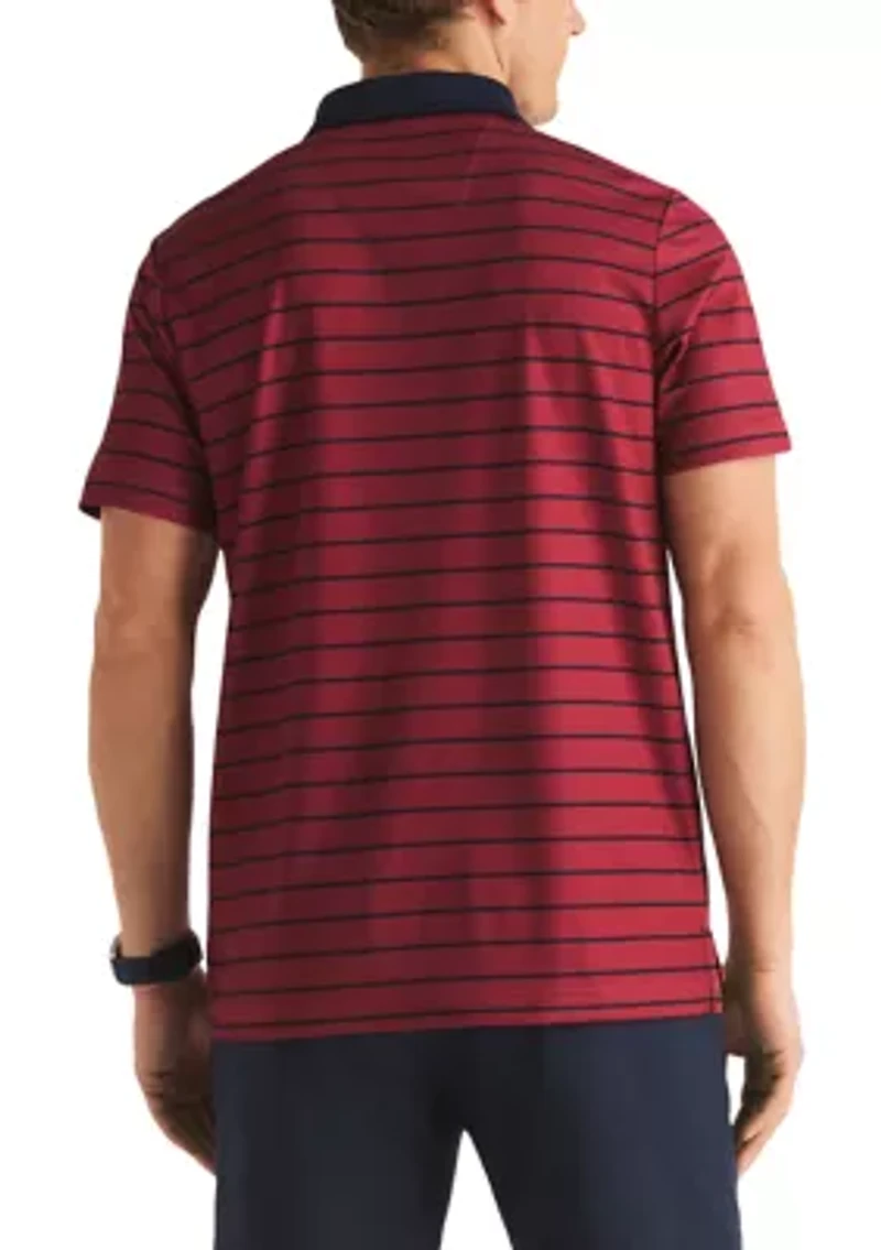 Men's Short Sleeve Striped Performance Polo Shirt