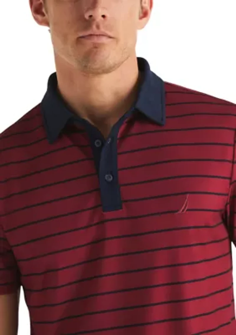 Men's Short Sleeve Striped Performance Polo Shirt