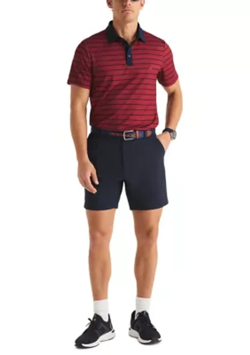 Men's Short Sleeve Striped Performance Polo Shirt