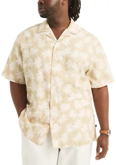 Big & Tall Printed Camp Linen Short Sleeve Shirt