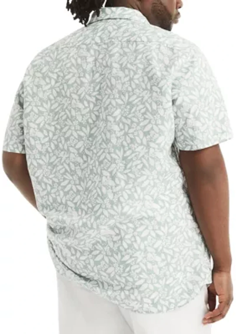 Big & Tall Printed Linen Short Sleeve Shirt