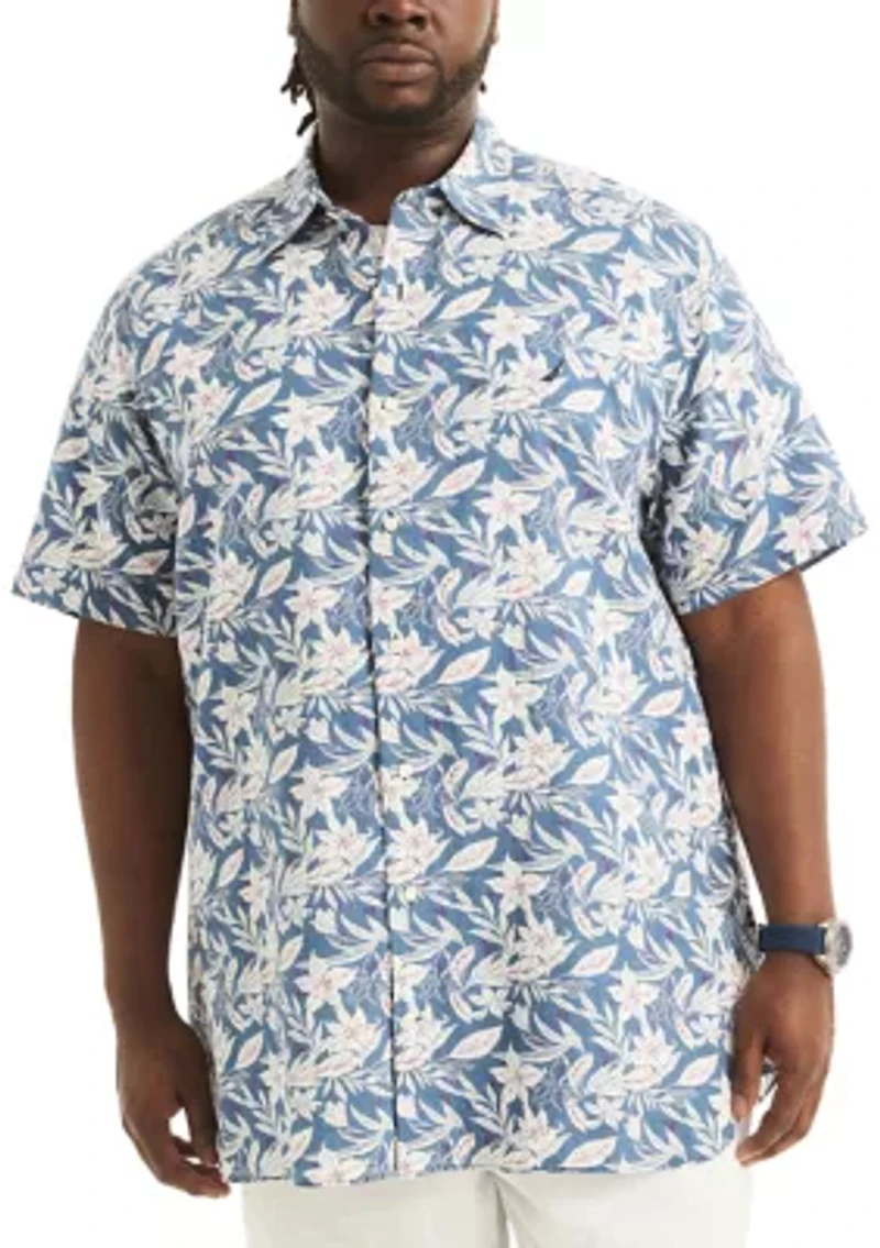 Big & Tall Printed Linen Short Sleeve Shirt