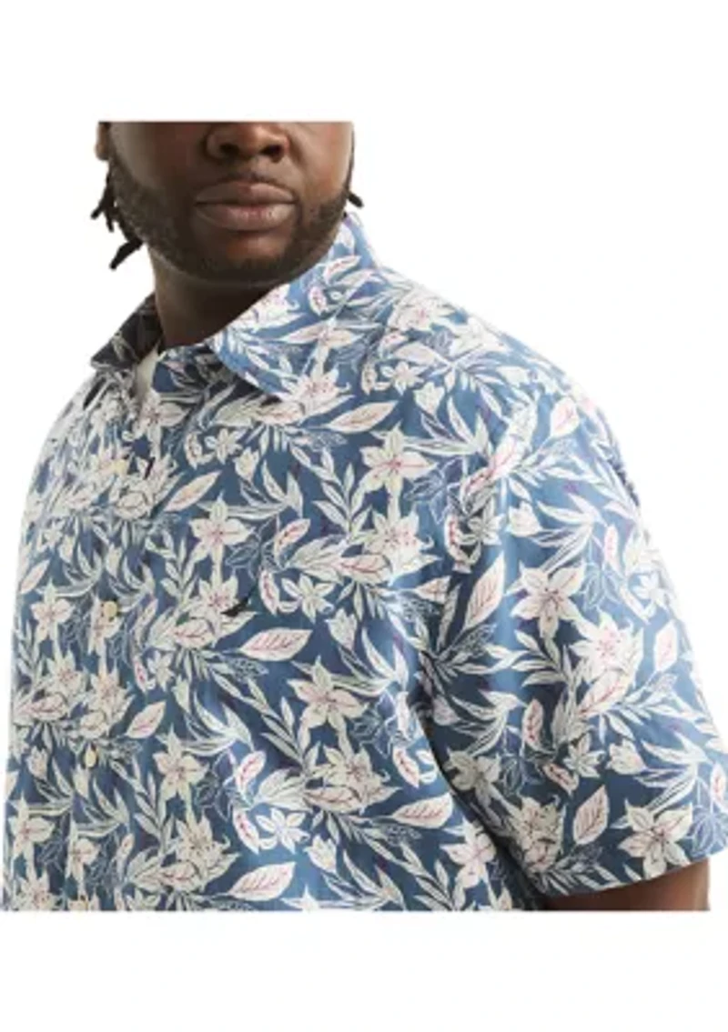 Big & Tall Printed Linen Short Sleeve Shirt