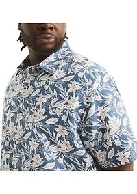 Big & Tall Printed Linen Short Sleeve Shirt