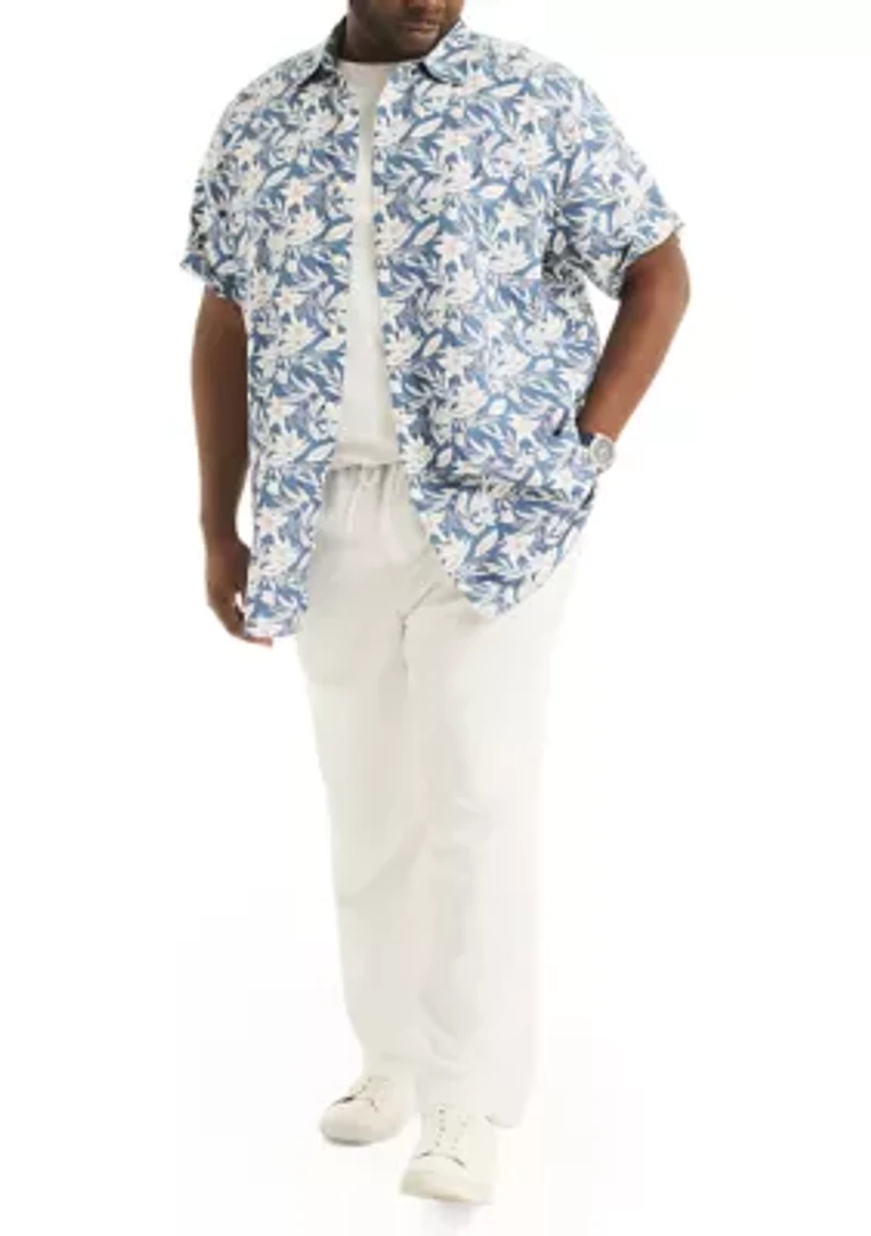 Big & Tall Printed Linen Short Sleeve Shirt
