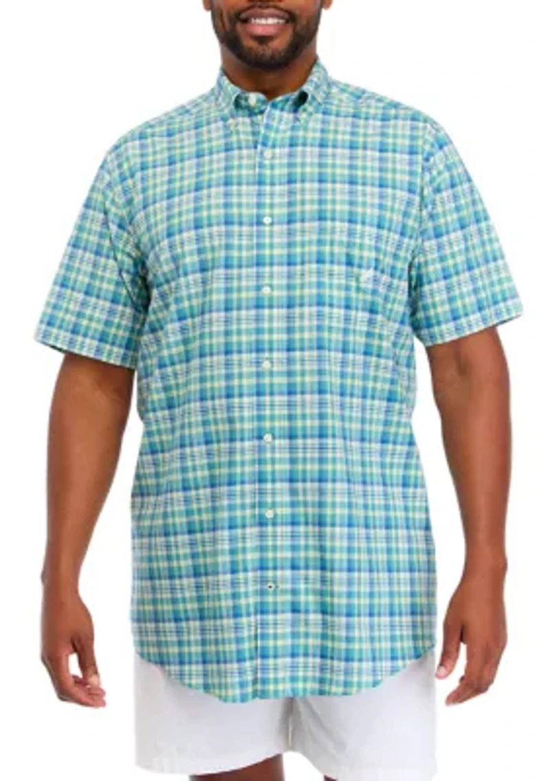 Big & Tall Short Sleeve Tencel Plaid Shirt