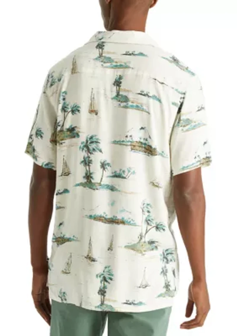 Big & Tall Linen Cotton Palm Print Shirt