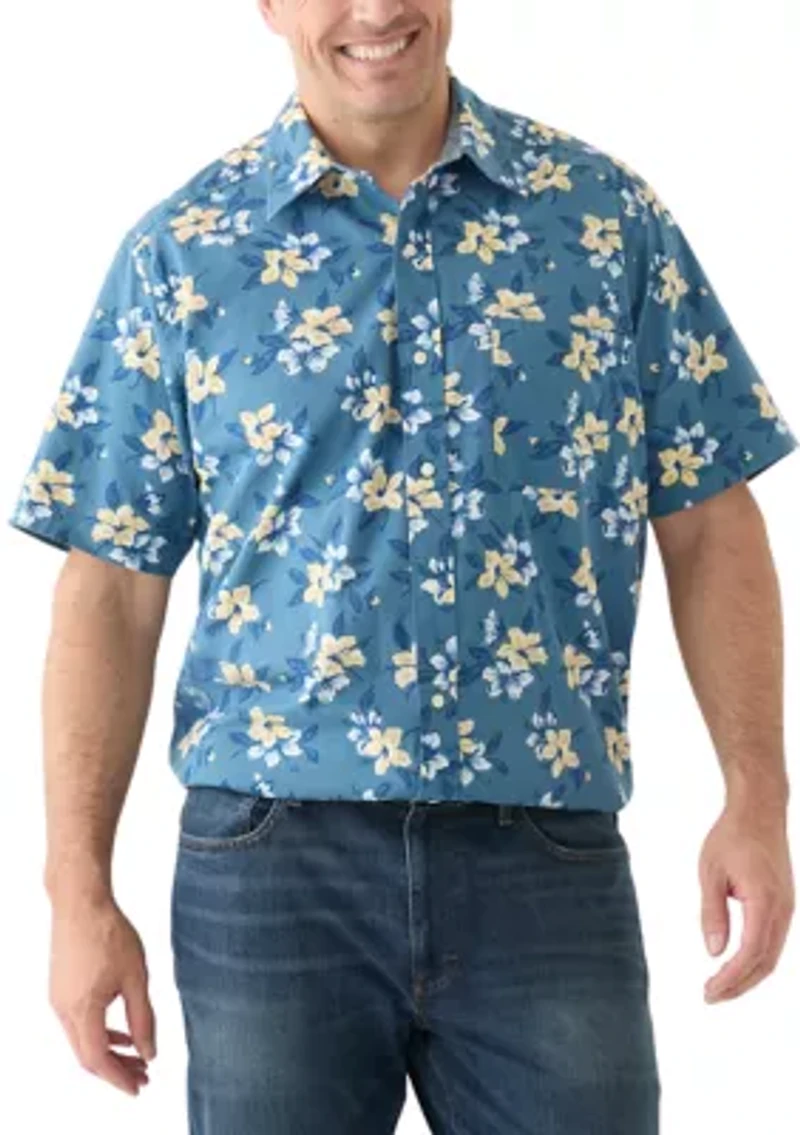 Big & Tall Short Sleeve Chambray Print Woven Shirt