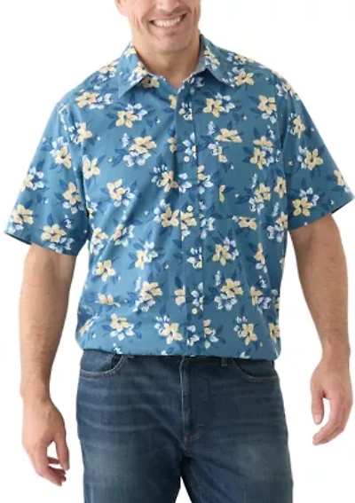 Big & Tall Short Sleeve Chambray Print Woven Shirt
