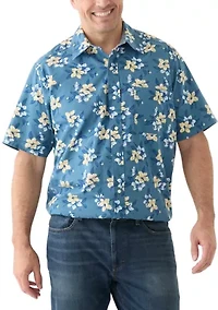 Big & Tall Short Sleeve Chambray Print Woven Shirt