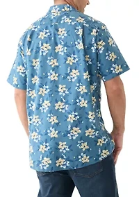 Big & Tall Short Sleeve Chambray Print Woven Shirt