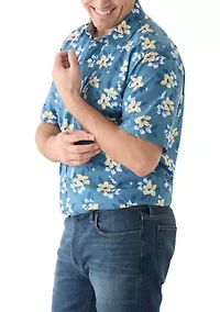 Big & Tall Short Sleeve Chambray Print Woven Shirt