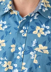 Big & Tall Short Sleeve Chambray Print Woven Shirt