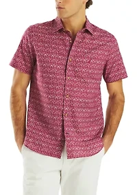 Big & Tall Striped Short Sleeve Camp Shirt