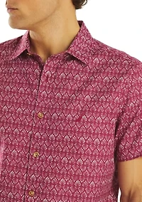 Big & Tall Striped Short Sleeve Camp Shirt