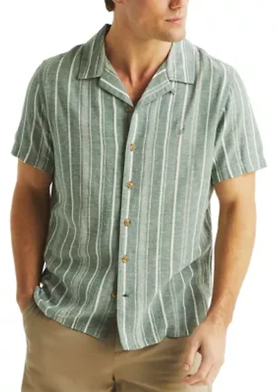 Big & Tall Striped Short Sleeve Camp Shirt